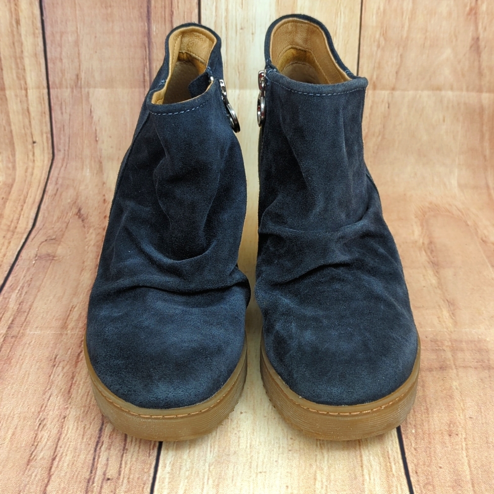 Sofft Siri Wedge Suede Booties Ankle Boots Dark Blue Sz 10 - Picture 3 of 9